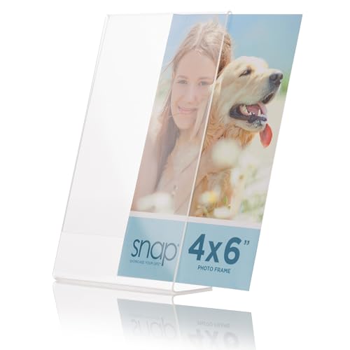 Set of 12 Snap - 4"x6" Clear Acrylic Self Standing Photo Frames - Perfect for Showcasing Memories in Style - Versatile and Durable Design for Home or Office Décor - Rectangular TableTop - Single Picture Frame