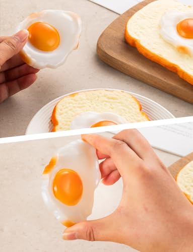 6 PCS Artificial Bread and Fried Egg Simulated Toast Faux Egg | Realistic Fake Prop Food Home Kitchen Party Decoration Display Photography Props