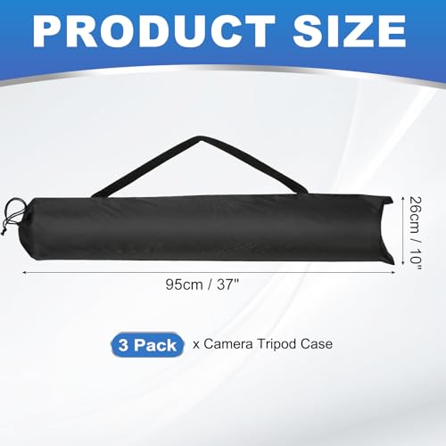 PATIKIL 37 x 10 Inch Tripod Carrying Case, 3 Pack Camera Tripod Carrying Bags Oxford Cloth Padded Bag for Camera Gear Mic Light Stand Sheet Music Photography Accessories, Black - size: 37 x 10 Inch