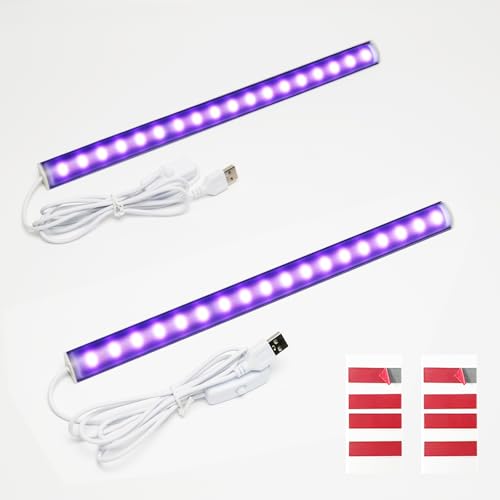 2 Pack UV Black Light Bar, USB Powered Ultraviolet Light Bar for Body Paint Glow Party, Fluorescent Posters, UV Resin Curing & Pet Urine Detector