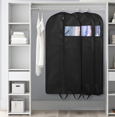 KIMBORA 54" Suit Bags for Closet Storage and Travel, Gusseted Hanging Garment Bags for Men Suit Cover With Handles for Clothes, Coats, Jackets, Shirts（3 Packs） - size: 54"