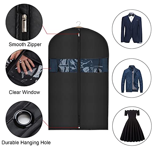 Univivi Suit Cover Bag Garment Bag for Closet Storage, 43 Inch, Set of 16 | Travel Bag with Zipper and Visible Transparent Window, Oxford Fabrics, Foldable Washable Suit Cover for Jacket, Suits, Coats - size: 24"X43"-16pcs - Oxford