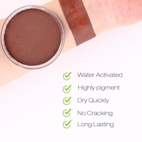 Bowitzki 30g Professional Face Paint Body Paint Water Based Face painting Makeup for Adults Split Cake Single Color (Brown) - color: Brown