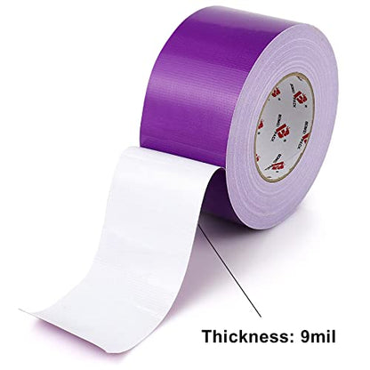 3 Inch Purple Duct Tape Waterproof,Heavy Duty,3 Inch x 60 Yards,9 Mill Thick Industrial Grade Duct Tape Purple,No Residue,Strong,Flexible and All Weather,Professional for Indoor & Outdoor Use - color: purple