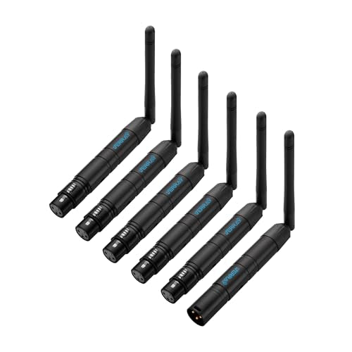 JERRAY DMX Wireless Stage Light Control System, 1 Transmitter and 5 Receivers, Black (Black)