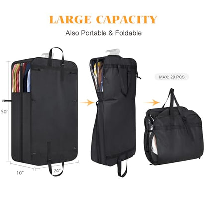 Univivi Garment Bag for Moving, Heavy Duty Suit Bag, 50 Inch, Set of 1 | Large Travel Bag for Moving, Non-woven Fabric, Suit Cover with Clear Window, Handles and Buckle Straps for Suit, Coat, Jacket - size: 24"X50"- 1pcs