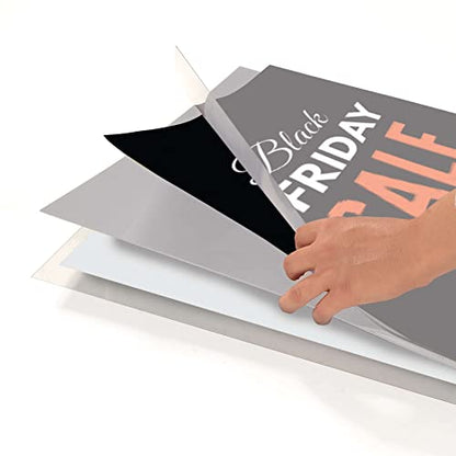 M&T Displays Metal Eco Info Board Black 18x60 Inches Slide-In Poster Sign Holder 1 Tier Double Sided Floor Standing Advertising Display with Backing and Anti-Glare PET Cover