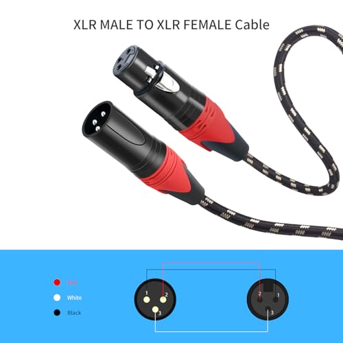 XLR Cable 50ft 4 Packs - Premium Balanced Microphone Cable with 3-Pin XLR Male to Female Mic Speaker Cable, Black and White Grid Layer, Pure Copper and Plated Conductors - color: Black White Grid, size: 50 FT, 4Packs