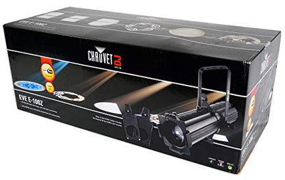 Audiosavings Bundle: Chauvet DJ EVE E-100Z 100W White Ellipsoidal LED DMX GOBO Projector Spot Light Bundle with Rockville RFAAW DJ Event Facade with Lightweight Metal Frame (2 Items)