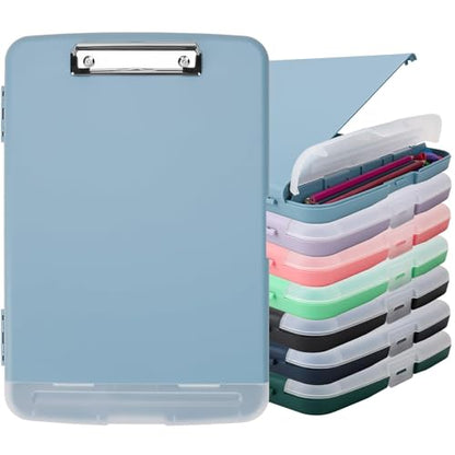 Clipboard with Storage, A4 Binder Nursing Clipboards with Pen Holder, Heavy Duty Storage Clipboards with Low Profile Clip, Clipboard Folder Side-Opening, Smooth Writing Clip Board (Haze Blue) - color: Haze Blue