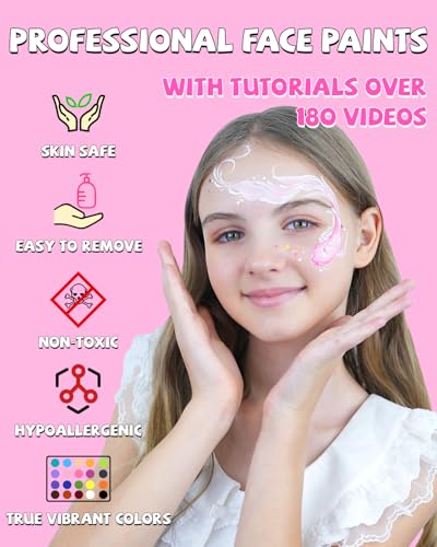 Anka Bella Professional Face Painting Kit,12X10gm Water Based Cake Face Paint with Stencil & Brushes,Hypoallergenic Safe & Non-Toxic,Gift for Birthday Parties/Halloween/Christmas - color: Rainbow Splicing set