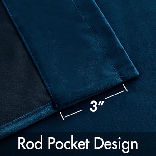 MIULEE Navy Blue Velvet Curtains 63 Inch Long 2 Panels, W40 x L63 | Luxury Super Soft, Thermal Insulated, Room Darkening Drapes, Rod Pocket Design, Window Curtains for Bedroom Living Room - color: Navy Blue, size: 40"W x 63"L (Pack of 2)
