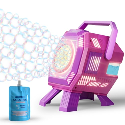 Belemar Bubble Machine for Kids with Lights, 6 Big Bubble Holes, Up to 15,000 Bubbles/Min, 320ml Large Tank, Battery Operated Portable Bubble Blower for Toddlers, Birthday Parties & Outdoor Fun - color: Purple
