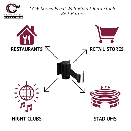 Crowd Control Warehouse WMB-120 Fixed Wall Mount Retractable Belt Barrier - color: Red"NO ENTRY"