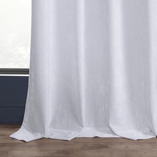 HPD Half Price Drapes Lush Crush Velvet Curtains - Room Darkening Curtain 120 Inches Long for Bedroom & Living Room, Luxury Look, Rod Pocket Design, (1 Panel), 50W x 120L, Pearl White - color: Pearl White, size: 50"W x 120"L (Pack of 1)