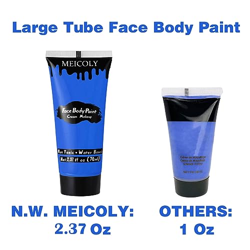 MEICOLY Cream Royal Blue Face Body Paint,2.37Oz Large Tube Water Based Full Body Paint for Adult and Kid,Single Tube Dark Blue Face Paint for Smurf Mystique Cosplay Avatar Makeup,Halloween SFX Makeup - color: Blue