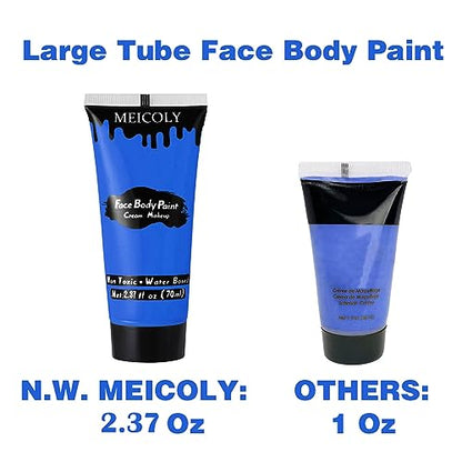 MEICOLY Cream Royal Blue Face Body Paint,2.37Oz Large Tube Water Based Full Body Paint for Adult and Kid,Single Tube Dark Blue Face Paint for Smurf Mystique Cosplay Avatar Makeup,Halloween SFX Makeup - color: Blue