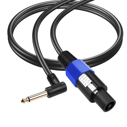 SinLoon Speakon to 1/4" Speaker Cable 22AWG Speakon Male to 90 Degree 6.35mm TS Male Audio Cord 1.6FT Twist Lock Speakon to 1/4" Mono Audio Cable for Speaker Guitar Amplifier (0.5m/6.35mm Male)