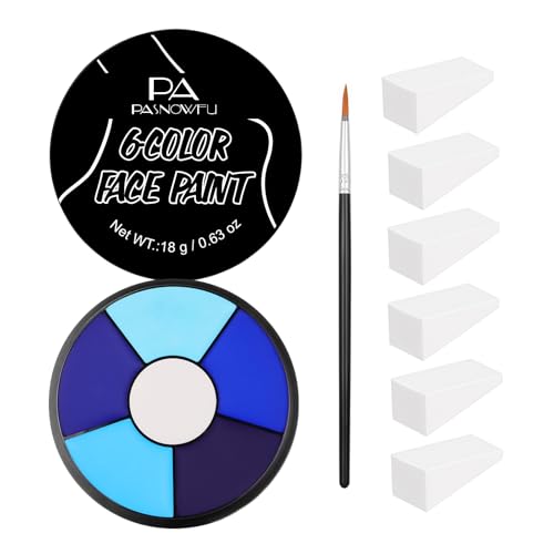 Blue Face Body Paint, 6 Colors Body Paint SFX Makeup Palette | Cream Washable Blue Face Paint for Halloween Costume Cosplay, Body Paint Kit for Clown, Skeleton Halloween SFX Makeup - color: Avatar Makeup