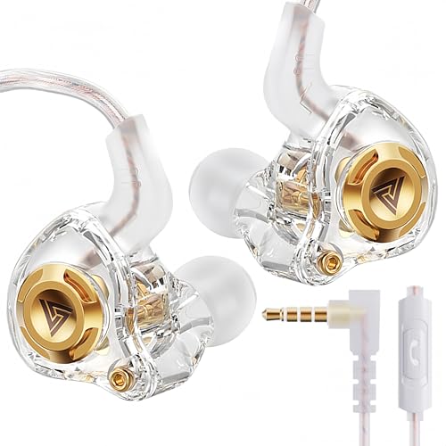 HJX QKZ AK6 SRS Wired IEM for Gaming Earbuds with MIC, in Ear Monitor Headphones, Deep Bass Sound, 1DD 11mm Dynamic Driver, IEM for Music Video Calling (Transparent) - color: transparent