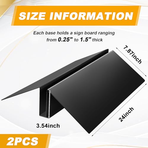 Blulu 2 Pcs 24 Inches Metal Floor Sign Stand Holder M Mount Holder Graphic Floor Standing Display Stand for Composite Foam Board, Acrylic Glass Sign, Base Only - size: 24 Inches