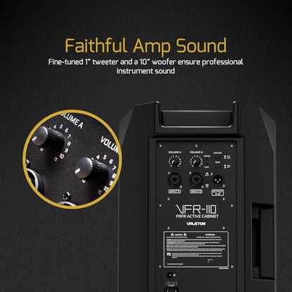 Valeton 10 inch, 2-Way FRFR 1300-Watt Active Speaker for Guitar, Bass, Multi FX and Amp Modelers | Multi FX and Amp Modelers,CONTOUR and BASS switches for quick EQ sound shaping,XLR/TRS combo inputs & one XLR link output