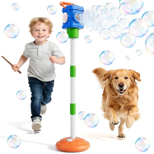 Bubble Machine for Kids, Remote Control Street Lamp Bubble Machine with Lights, Automatic Standing Bubble Tower, Outdoor Bubble Torch Toys for Wedding Summer Bubble Maker for Kids Ages 3 4 5 6 7 8 9 - color: Blue