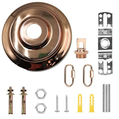 KC&KST 5" Ceiling Light Cover Plate Canopy Kit - Heavy Duty, Black Steel Cover for Chandelier/Pendant/Swag Light, Includes Loop, Cross Bar and Mounting Screws (French Gold) - color: French gold