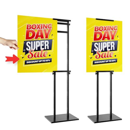 WHAUU 6Pack Display Stand Sign Holder, Heavy Duty Adjustable Poster Stand | Pedestal Sign Stand with Non-Slip Base, Up to 75inch, Double-Sided for Board & Foam Sign, Fit Wedding, Restaurant, Business - size: 75 inch-6PACK