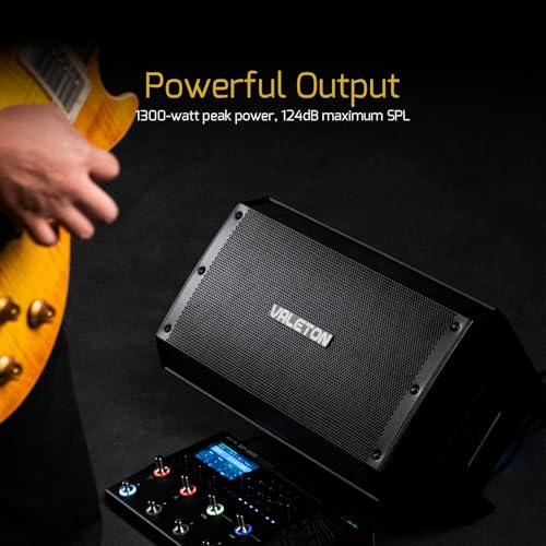 Valeton 10 inch, 2-Way FRFR 1300-Watt Active Speaker for Guitar, Bass, Multi FX and Amp Modelers | Multi FX and Amp Modelers,CONTOUR and BASS switches for quick EQ sound shaping,XLR/TRS combo inputs & one XLR link output