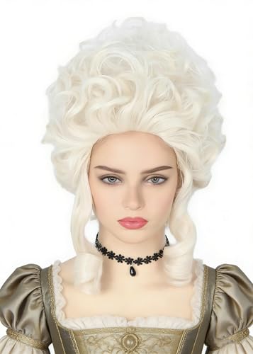 Topcosplay Blonde Short Big Hair Wig Halloween Costume Cosplay Wigs for Women Baroque Beehive Wig - color: Blonde