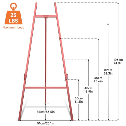 Easel Stand for Sign, Heavy Duty Metal Display Easel with Adjustable Chain, 4-Tier Height Art Easel for Painting, Wedding Sign, Posters & Commercial Display - color: Red