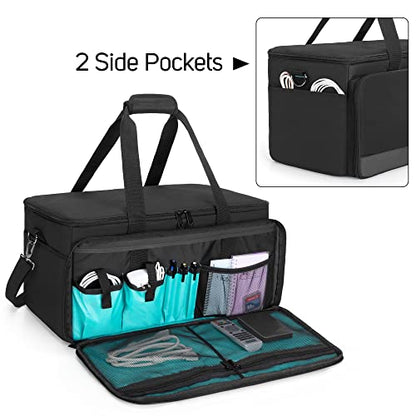 LoDrid Large Cable File Bag with Padded Bottom for Music Equipment, Black | Detachable Dividers, Multiple Pockets for 15.6" Laptop, DJ Gear, Sound Instrument