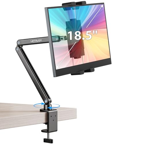 Portable Monitor Stand 15.6" Dual Arm iPad Stand for Desk | Portable Monitor Holder 18.5", Adjustable Tablet Holder for Bed, Aluminum Arm Mount for Second Screens, iPad, Galaxy Tab - size: 2 Arm Pro-Up to 18.5"