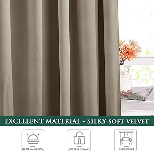 StangH Camel Beige Velvet Curtains Soft Fabric W52 x L96 inches 1 Panel | Premium Heavy Thick Curtain Panels, Room Darkening Thermal Insulated Window Drapes, Perfect for Bedroom, Office - color: Camel Beige, size: 52"W x 96"L (Pack of 1)