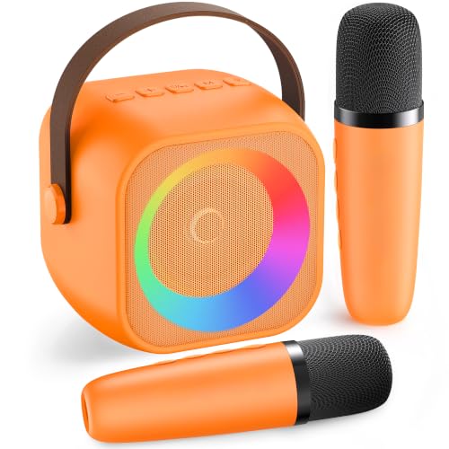 Karaoke Machine for Kids Adults,Mini Portable Bluetooth Speaker for Parties - color: Orange