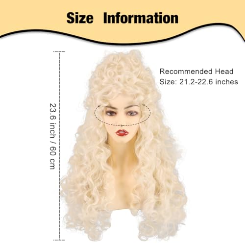 Long Curly Fluffy Cosplay Wig for Women Heat-Resistant Synthetic Fiber Hair Wig for Adult Halloween (Blonde) - color: Blonde
