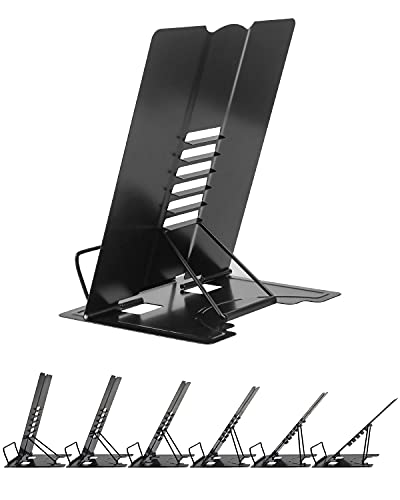 Large Desk Book Stand Metal Reading Rest Book Holder Adjustable Document Cookbook Holder Portable Bookstands for Recipes Textbooks Music Books Birthday Gift for Age 3,4,5,6,7,8,9,10+ Boys Girls(Black) - color: Black