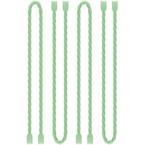 4Pcs 24Inch Silicone Cable Ties Reusable Steel-Core Wire Twist Tie Straps | for Bundling and Organizing Colorful Bendable Holder Strap for Indoor and Out All Purpose, Green - color: Green, size: 24 Inch