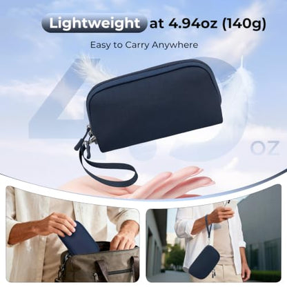 FYY Travel Cable Organizer - 8 Compartments, Lightweight, Water Repellent - color: Navy, size: (L) 9.6"× 5.5"× 3.7"