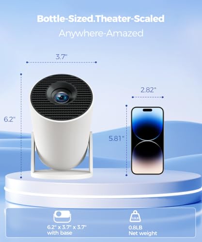 Magcubic HY300PRO Wi-Fi 및 블루투스가 있는 미니 프로젝터, 4K 지원 스마트 휴대용 프로젝터 자동 키스톤, 에어 마우스 리모컨, 음성 제어, 180도 회전, 홈 비디오 프로젝터 안드로이드 11