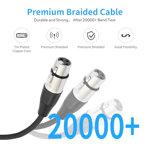 XLR Splitter Cable, Devianl XLR y Splitter 2 Female to 1 Male, Balanced Dual Female to Male Microphone Cord Adapter Combiner, 5 FT - color: 5FT/ 1 Pack