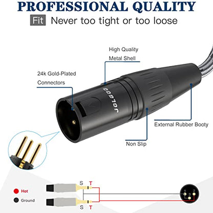 JOLGOO XLR Male to Dual 1/4" TS Mono Y Splitter Microphone Cable, XLR Male to Dual 6.35mm TS Y Adapter Cord, 6.6 Feet - size: 6.6 Feet, style: XLR Male to dual 1/4 TS Male