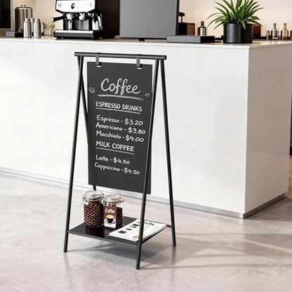 SELEAD Metal A-Frame Chalkboard No Assembly Required, 21"x44” Sandwich Sign | Premium Minimal Matte Black Frame Outdoor Indoor Swinging Sidewalk Board Pizarra for Business or Personal Display - size: 21"W x 44"H
