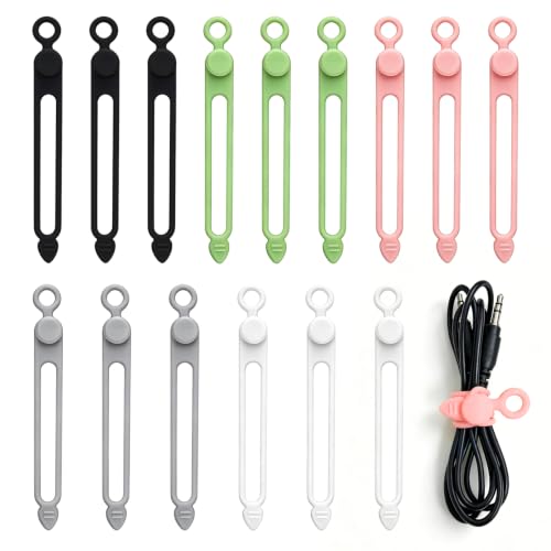 15Pcs Silicone Cable Straps Cord Organizer Silicone Cable Ties - color: 15pcs(5 Colors)