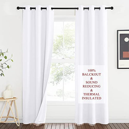 NICETOWN Sound Barrier 100% Blackout Divider Curtains 84", Noise, Heat and Cold Blocking Drapes with Felt Fabric Lining for Noise Reducing/Nursery/Daytime Sleep/Bedroom (White, 2 PCs, 34" Wide) - color: Pure White, size: 34"W x 84"L (Pack of 2)
