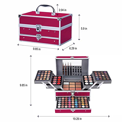 UNIFULL 132 Color All In One Makeup Kit for Women & Girls, Professional Full Set Including Eyeshadow, Lipstick, Concealer, Lip Gloss, Eyeliner, Mascara, Makeup Brushes (006N1-Pink) - color: 006N1-Pink