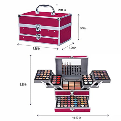UNIFULL 132 Color All In One Makeup Kit for Women & Girls, Professional Full Set Including Eyeshadow, Lipstick, Concealer, Lip Gloss, Eyeliner, Mascara, Makeup Brushes (006N1-Pink) - color: 006N1-Pink