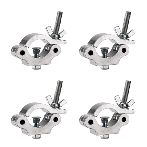 Sarknoah.Silver 2″Heavy Duty Truss Clamp, 667lb(300KG) Aluminum Alloy Stage Lighting Clamps, Fits 1.5″-2″(38-52) mm Truss Coupler Clamp for DJ Lights, Moving Head Par Lights, TUV Certified, Pack of 4. - color: silver