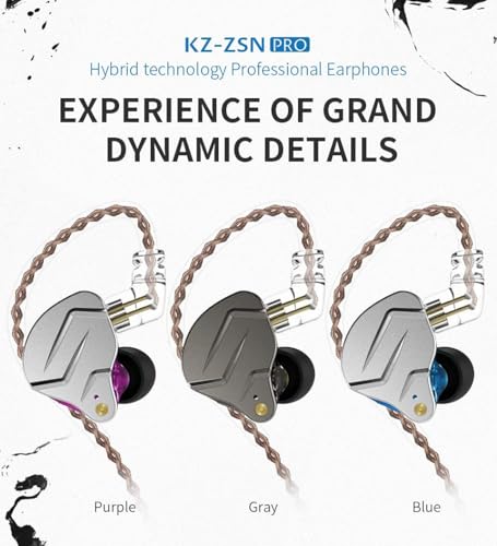 KZ ZSN Pro Dual Drivers 1BA 1DD in Ear Earphones HiFi Power Bass Earbuds Headphones High Clarity Sound Wired Earphones with Detachable Cable for Audiophile Musician - color: ZSN Pro-blue, size: With Mic